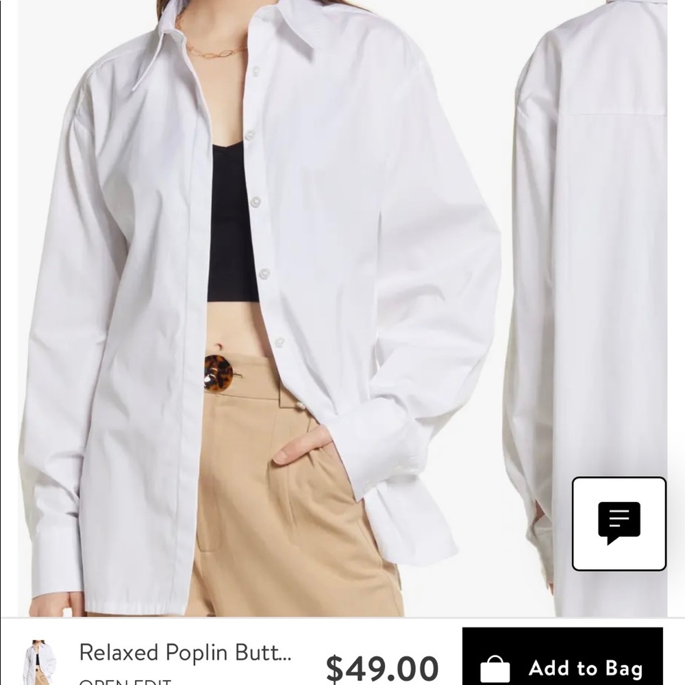 Open Edit Relaxed Poplin Button-Up Shirt